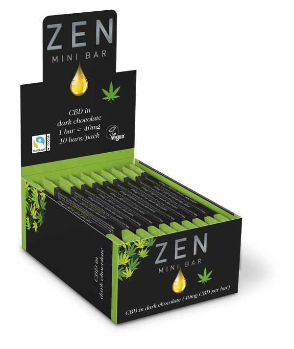 Pack of 10 Dark chocolate CBD infused mini bars (10 x 40mg CBD) [400mg] [20mg/£ - 31mg/£]